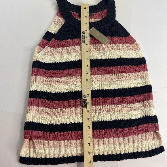 NEW! J. Crew Sweater Tank Stripe Navy Blue Rose Pink Ivory Sz XS Fall Winter - Picture 4 of 8